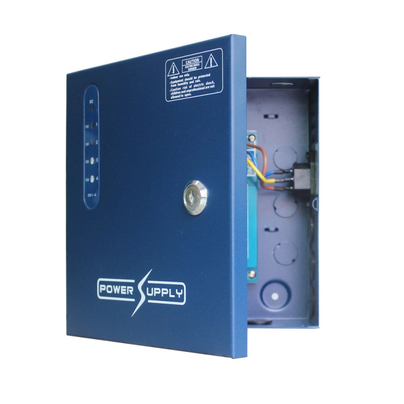 Source d'alimentation en boîte métallique de 4 sorties 12V /5A totales