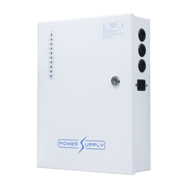Source d'alimentation en boîte métallique de 9 sorties 12V /10A totales