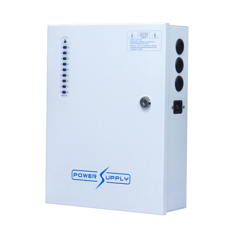 Source d'alimentation en boîte métallique de 16 sorties 12V /20A totales