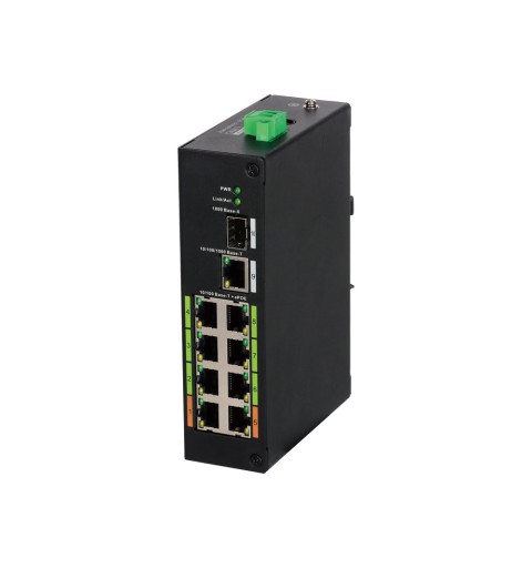 Switch Industriel non gérable (L2) de 8 ports ePoE + 1 port uplink Gigabit Ethernet + 1 port Gigabit Fibre SFP