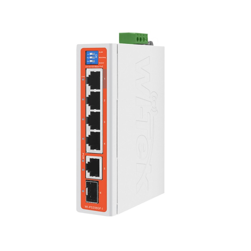 Commutateur PoE robuste avec 4 PoE Fast + 1 RJ45 Gigabit + 1 Gigabit SFP