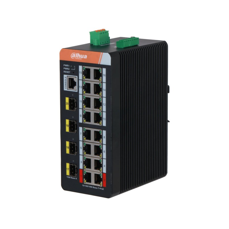 Commutateur industriel L2 20 ports avec 16 ports PoE